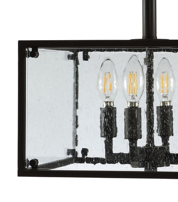 Paysan 13" Iron/Seeded Glass Rustic Farmhouse LED Flush Mount - JONATHAN Y